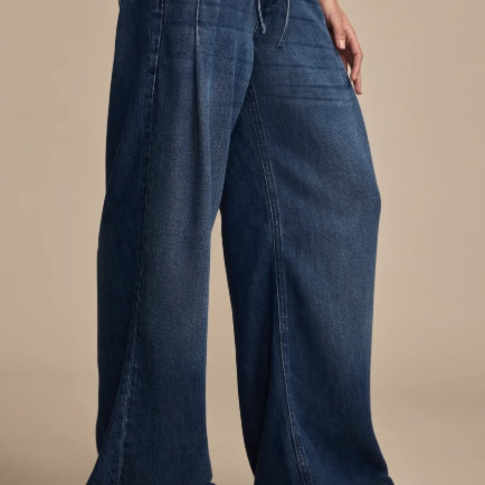 Lucky Brand Liquid Denim Luxe Palazzo Jeans Wide Leg Drawstring NWT - Picture 4 of 13